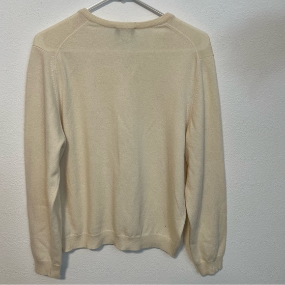 Neiman Marcus Cream Cardigan Cashmere Wool Blend Sweater Sz XL Made in Scotland - Picture 2 of 8